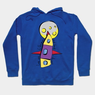 Cute hand-drawn rocket and moon - Love you to the moon and back Hoodie